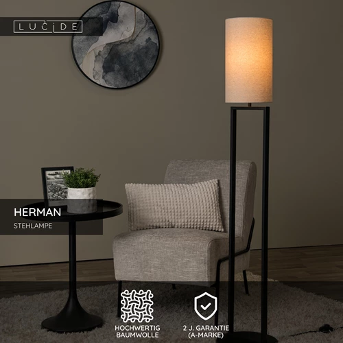 Lucide HERMAN - Stehlampe - Ø 26 cm - 1xE27 - Beige - USP